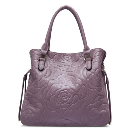 Rose pattern leather handbag