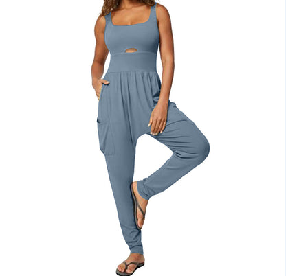 Fashion Sports Outdoor Yoga Vest Hollow Comfort Fitness One-piece Jumpsuit