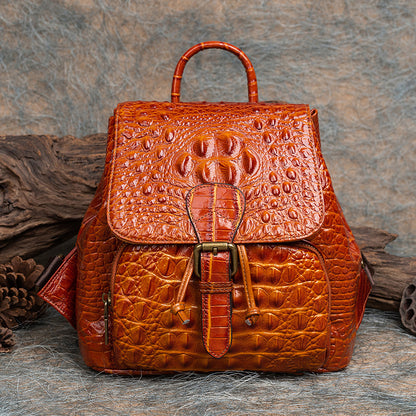 Retro Embossed Hand-rub Leather Backpack