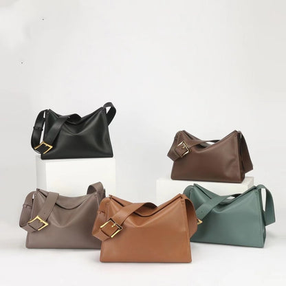 Small Square Bag Women's One Shoulder Simple First Layer Cowhide