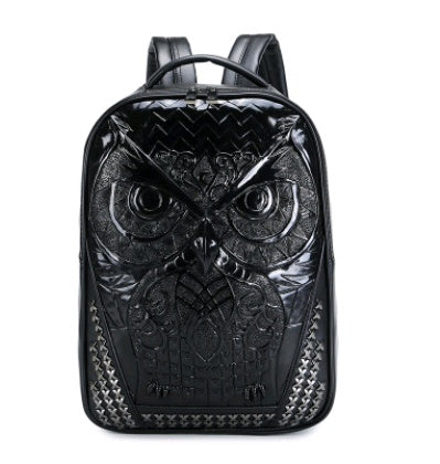 Women's bag fashion sports pu backpack owl 3d animal head student computer bag