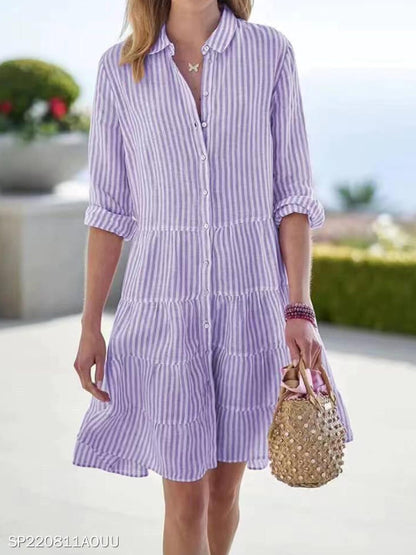 Women's Long Sleeve Striped Dress