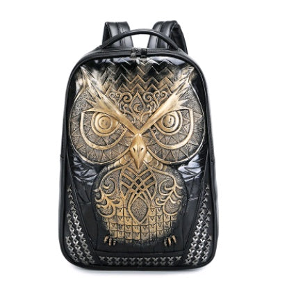 Women's bag fashion sports pu backpack owl 3d animal head student computer bag