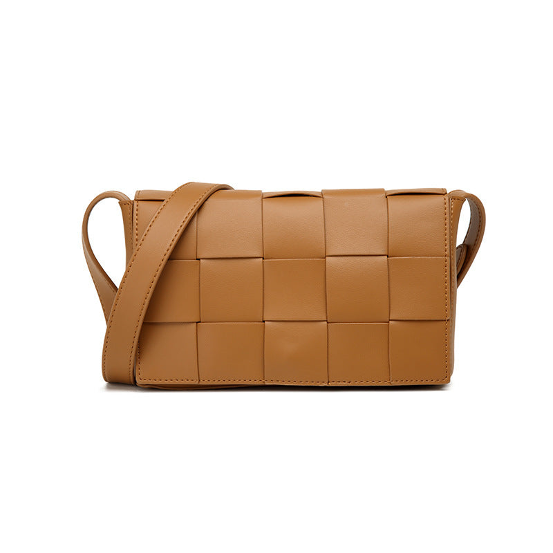 One-shoulder Crossbody Bag In Vintage Woven Leather