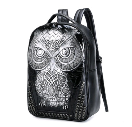 Women's bag fashion sports pu backpack owl 3d animal head student computer bag