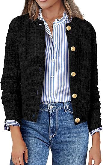 Knitted Striped Commuter Cardigan Women's Clothes