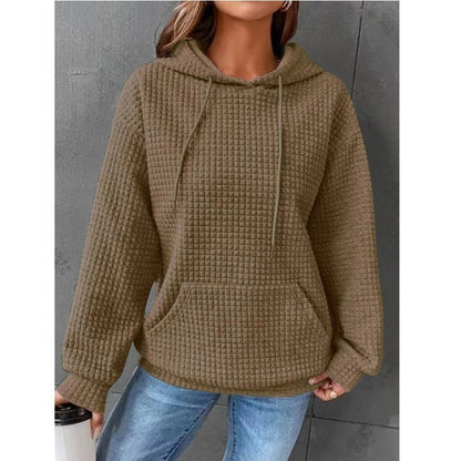 Fashion Waffle Hoodie Sweater Women's Sports Sweatshirt Casual Long Sleeve Tops Womens Clothing