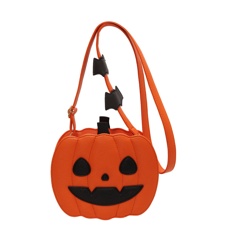 Halloween Bags Funny Pumpkin Cartoon Shoulder Crossbody Bag With Bat Personalized Creative Female Bag