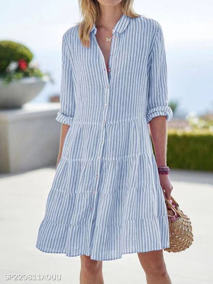 Women's Long Sleeve Striped Dress