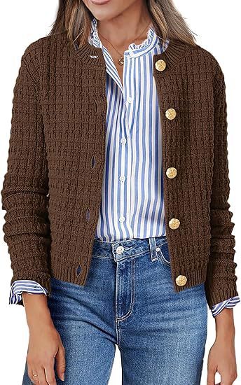 Knitted Striped Commuter Cardigan Women's Clothes