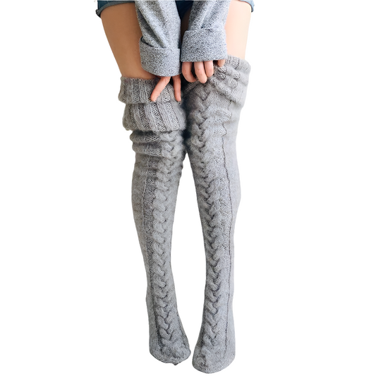 Winter Socks Over The Knee Lengthened Long Tube Knitted Pile Socks