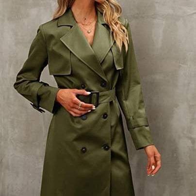 European And American Autumn Women's Double Breasted Fashion Casual Trench Coat