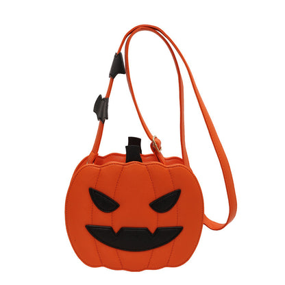 Halloween Bags Funny Pumpkin Cartoon Shoulder Crossbody Bag With Bat Personalized Creative Female Bag