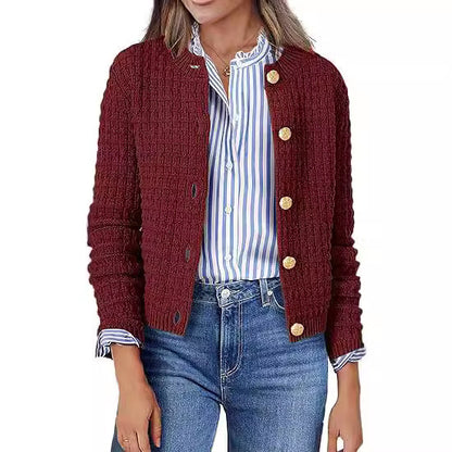 Knitted Striped Commuter Cardigan Women's Clothes